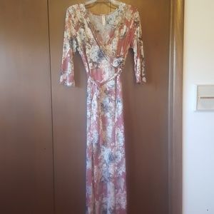 Floral maxi wrap dress NWOT